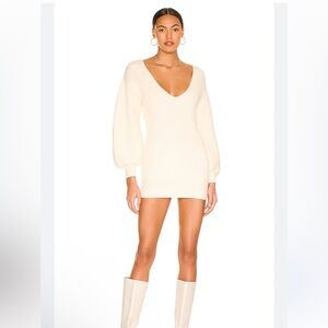 Majorelle Riley Tunic Sweater Ivory ribbed blouson sleeves knit Revolve As Is